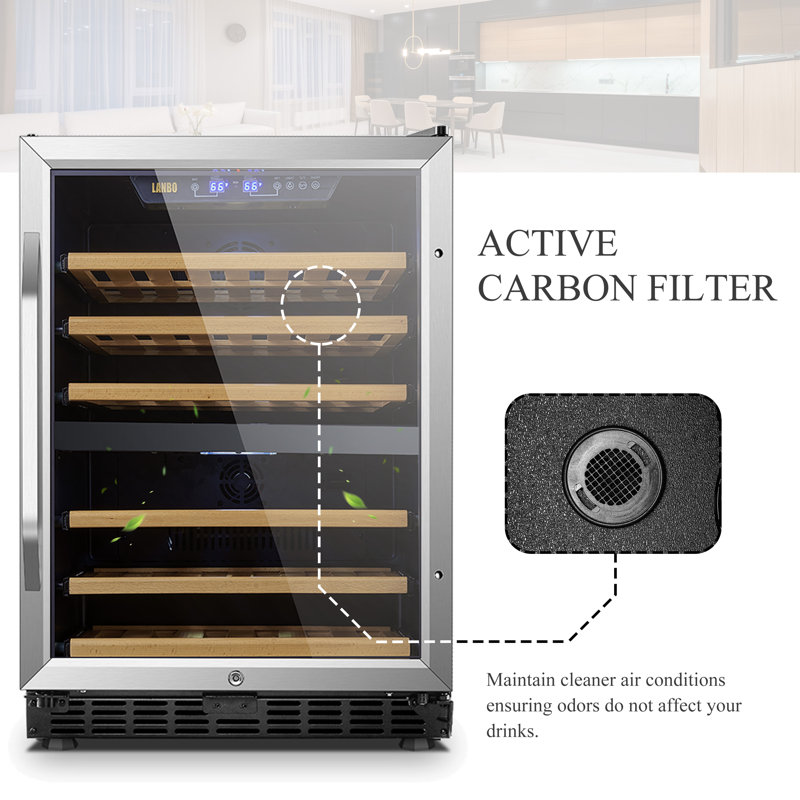 Lanbo Builtin Refrigeration 23.4'' 44 Bottle Dual Zone Wine